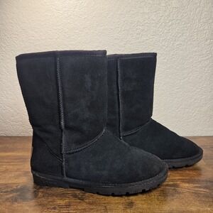 LAMO Women's Classic Suede Collection Boots Black‎ Size 7 Shoes Pull On Lined